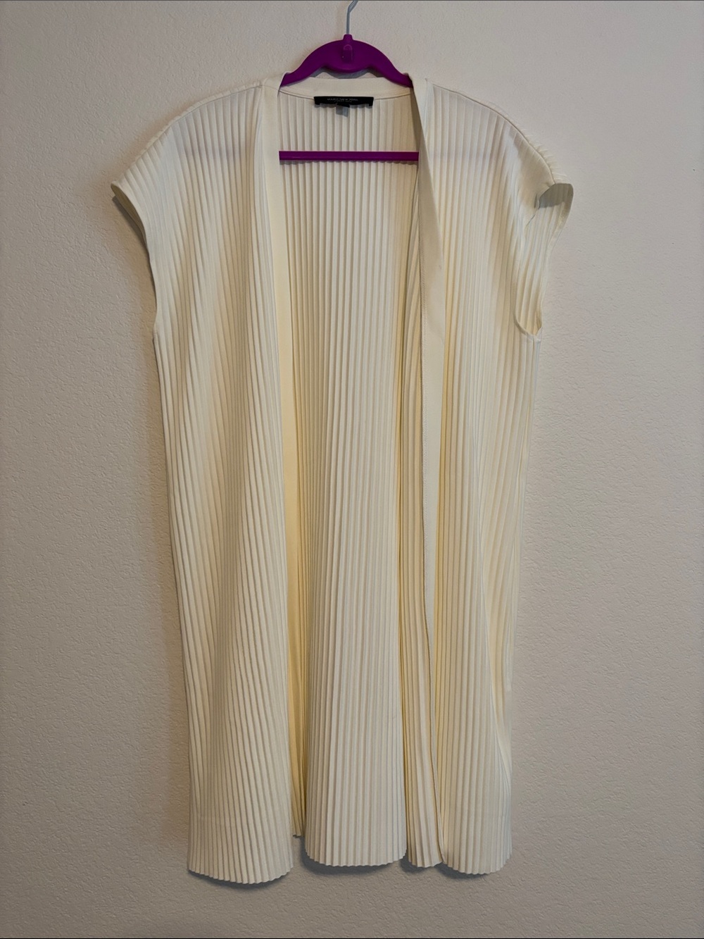 Marc New York Cream Pleated Open-Front Vest